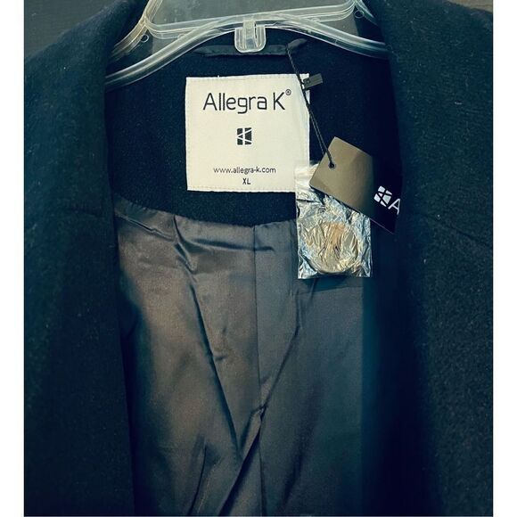 Allegra K Women's Notched Lapel Double Breasted Raglan Winter Coats - Picture 5 of 5